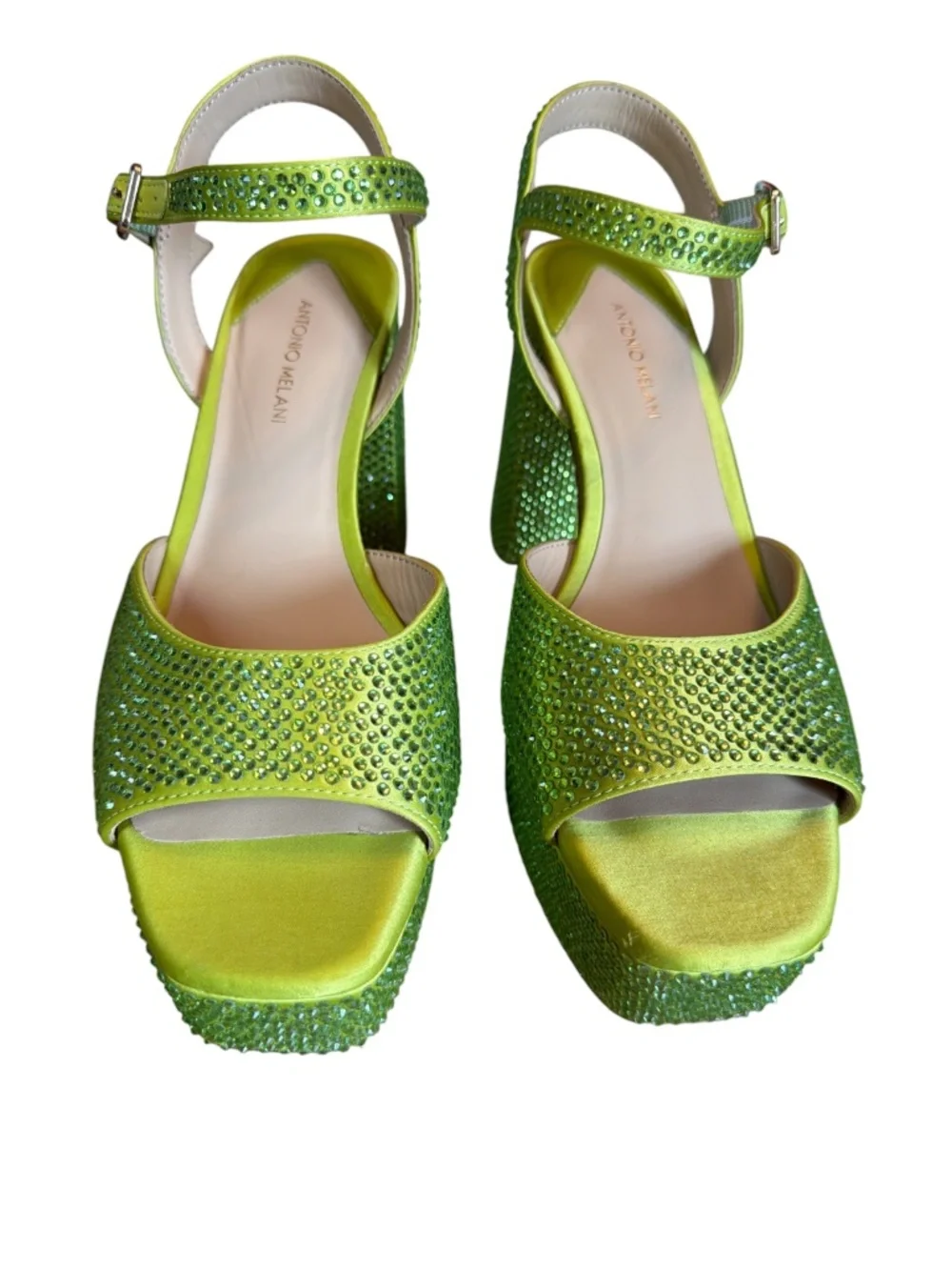 Antonio Melani Babs Lime Rhinestone Platform Heels NWOB 9.5